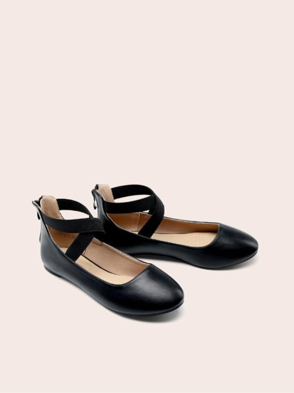 Women Black Solid Faux Leather Backstrap Comfort Flexible Ankle Straps Flat Shoe - Picture 6 of 6